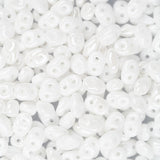 Czech Superduo Beads 24g White Luster