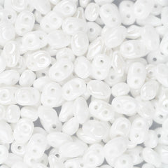 Czech Superduo Beads 24g White Luster
