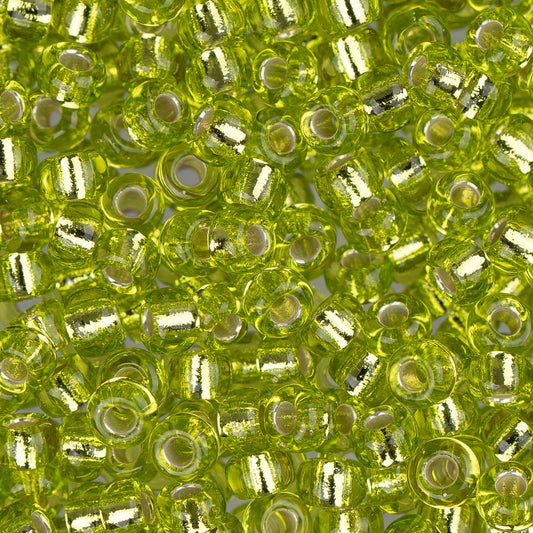 8/0 Perles de rocaille Miyuki #14 Chartreuse doublée d'argent 22g