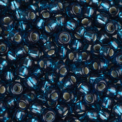 8/0 Miyuki Seed Beads #1425 Silver Lined Blue Zircon 22g