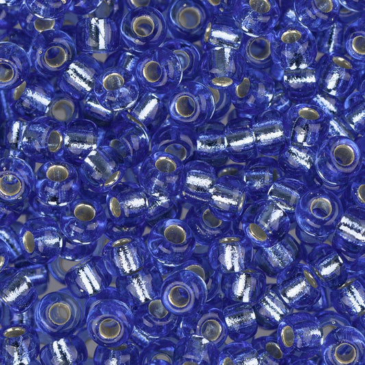 8/0 Perles de rocaille Miyuki #2431 bleu bleuet foncé doublé d'argent 22g