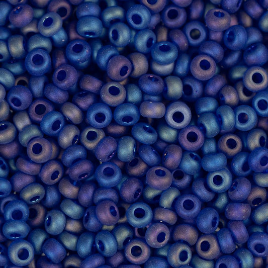 11/0 Perles de Rocailles Tchèques #34956 Transparent Mat AB Marine 23g