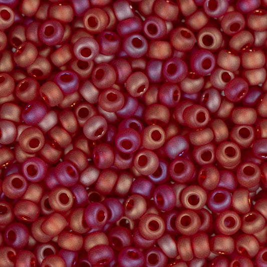 11/0 Perles de Rocailles Tchèques #34959 Transparent Mat AB Rouge Clair 23g