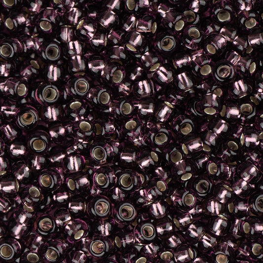 Perles de rocaille tchèques 11/0 #34975 violet doublé d'argent 23g