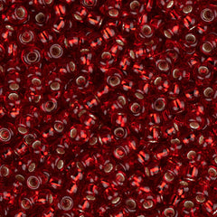 11/0 Czech Seed Beads #34984 Silver Lined Medium Red 23g