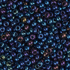 11/0 Czech Seed Beads #35030 Opaque AB Navy 23g