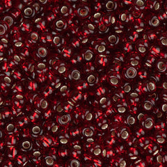 11/0 Czech Seed Beads #35056 Silver Lined Dark Red 23g