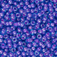 11/0 Czech Seed Beads #35058 Colour Lined Aqua/Amethyst 23g