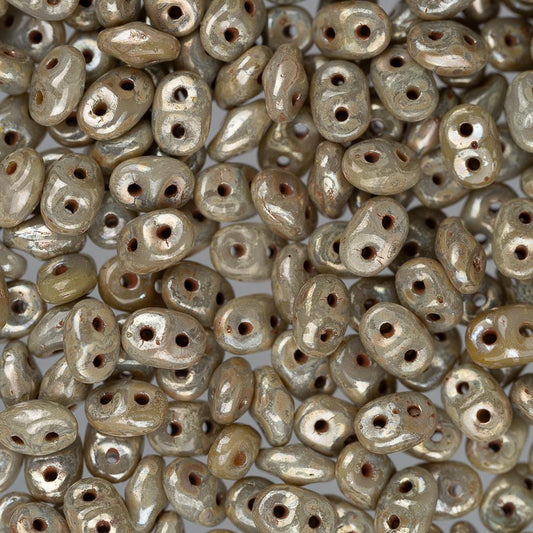 *Czech Superduo Beads 24g Grey Picasso