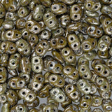 Czech Superduo Beads 24g Green Picasso