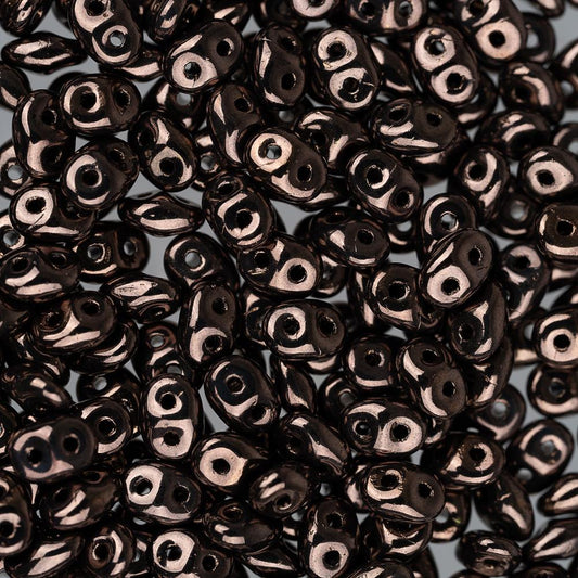 *Czech Superduo Beads 24g Jet Dark Bronze