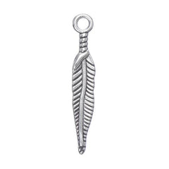 1 1/4" Antique Silver Feather Metal Charm 10/pk