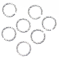8mm Silver Twisted Jump Rings 100/pk