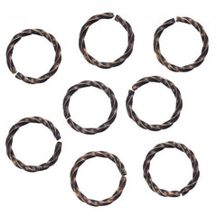 8mm Antique Copper Twisted Jump Rings 100/pk