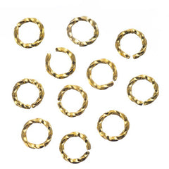 8mm Gold Twisted Jump Rings 100/pk