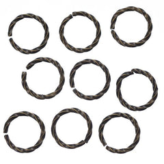 8mm Antique Brass Twisted Jump Rings 100/pk