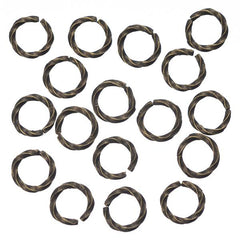 6mm Antique Brass Twisted Jump Rings 100/pk