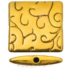 Square 15mm, Antique Gold Metal Beads 5/pk