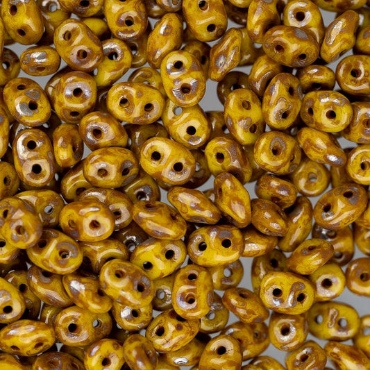 *Czech Superduo Beads 24g Lemon Picasso