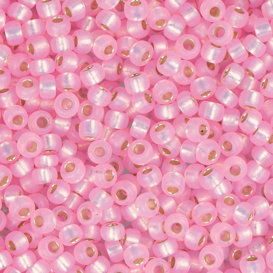 11/0 Miyuki Seed Beads #0643 Pink Silver Lined Alabaster 22g