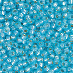11/0 Miyuki Seed Beads #0647 Aqua Silver Lined Alabaster 22g