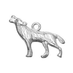 1" Silver Standing Wolf Charm 5/pk