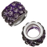 Argent Style Pandora Strass Violet Foncé Métal Perle 5/pk