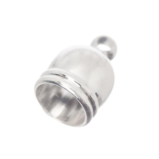 End Caps Rounded Barrel 10x7mm Silver 10/pk