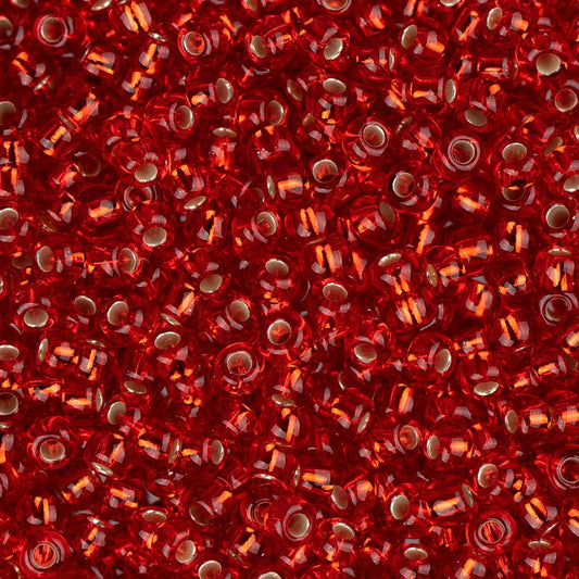 Perles de rocaille tchèques 11/0 #34971B rouge clair doublé d'argent 250g