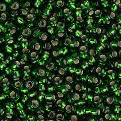 11/0 Czech Seed Beads #34972B Silver Lined Medium Green 250g
