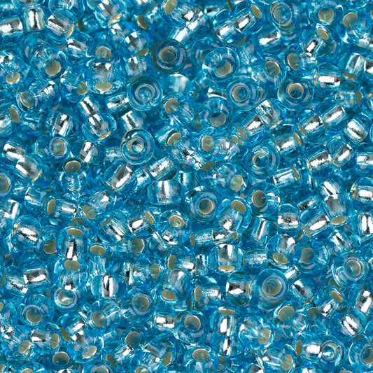 Perles de rocaille tchèques 11/0 #34978B Aqua doublé d'argent 250g