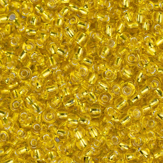 Perles de rocaille tchèques 11/0 #34985B jaune doublé d'argent 250g