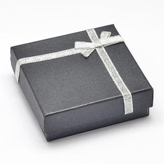 3 1/2 x 3 1/2" Black Gift Box with Silver Ribbon