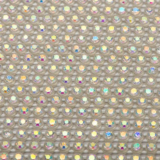 Plastique 2,4 mm Cristal AB Strass Bandage par yard