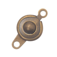 7.5mm Antique Brass Button Clasp 5/pk