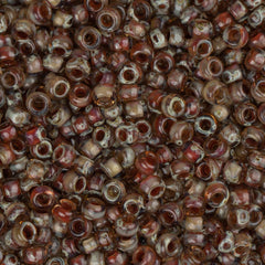 11/0 Miyuki Seed Beads #4505 Transparent Light Smoky Topaz Picasso 22g