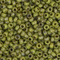 11/0 Miyuki Seed Beads #4515 Opaque Chartreuse Picasso 22g