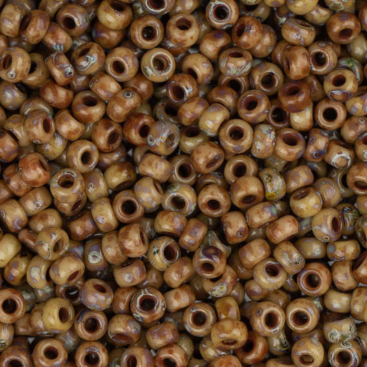 11/0 Miyuki Seed Beads #4517 Opaque Brown Picasso 22g