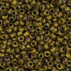 11/0 Miyuki Seed Beads #4519 Opaque Dark Yellow Picasso 22g