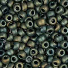 8/0 Miyuki Seed Beads #2008 Metallic Green Matte AB 22g