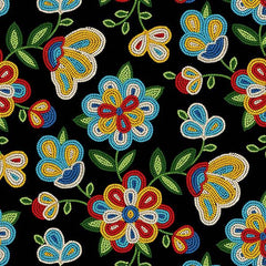 #449 Beaded Floral Black 100% Cotton  - Price Per Yard
