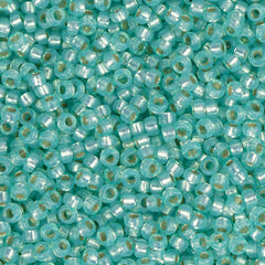15/0 Miyuki Seed Beads #0571 Aqua Green Opal Silver Lined 22g