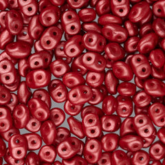 Czech Superduo Beads 24g Pastel Dark Coral