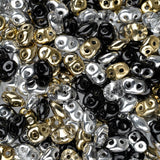 Czech Superduo Beads 24g Silver and Gold