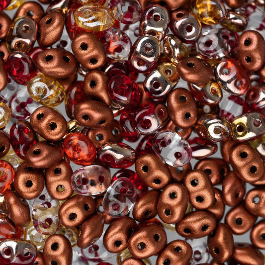 *Czech Superduo Beads 24g Autumn Fire