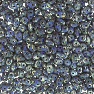 Tchèque Superduo Perles 24g Bleu Royal Picasso