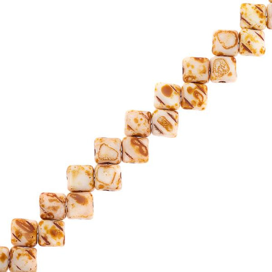 *Czech Silky Beads 40/strand - Chalk Travertine