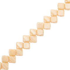 Czech Silky Beads 40/strand - White Alabaster Orange Luster
