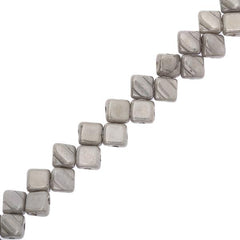 Czech Silky Beads 40/strand - White Alabaster Jet Luster