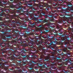 Magatama Beads #2170 Fuchsia Lined Aqua AB 23g